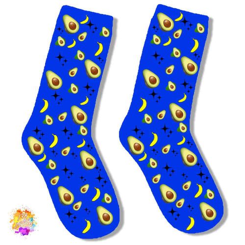 גרביים עם הדפסה אבוקדו בננה צבע כחול