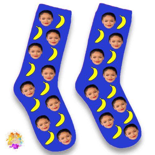 גרביים עם הדפסה דגם בננות צבע כחול