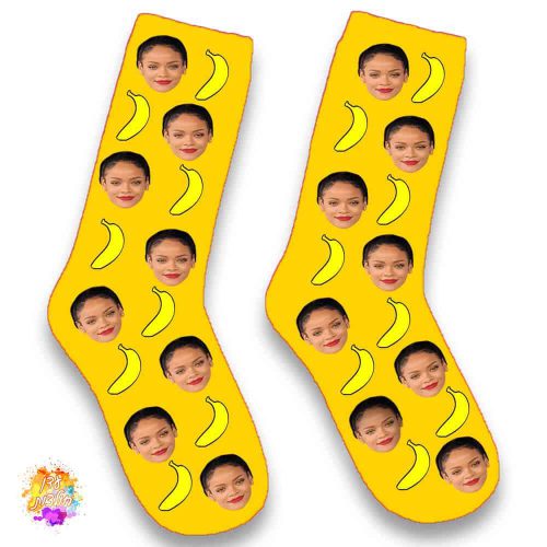 גרביים עם הדפסה דגם בננות צבע כתום