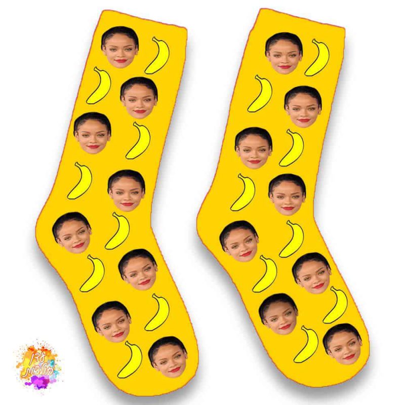 גרביים עם הדפסה דגם בננות צבע כתום
