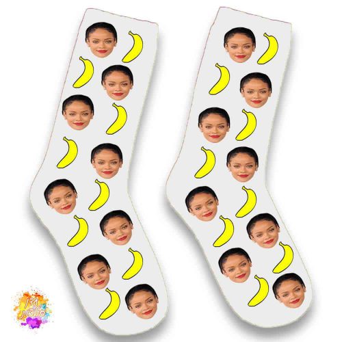 גרביים עם הדפסה דגם בננות צבע לבן