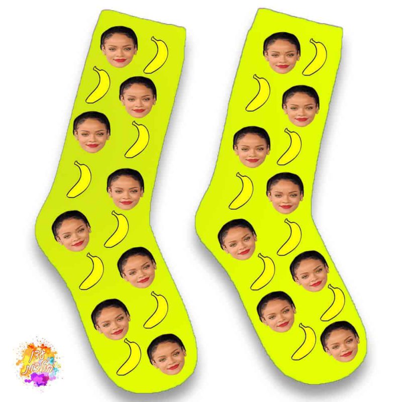 גרביים עם הדפסה דגם בננות צבע צהוב