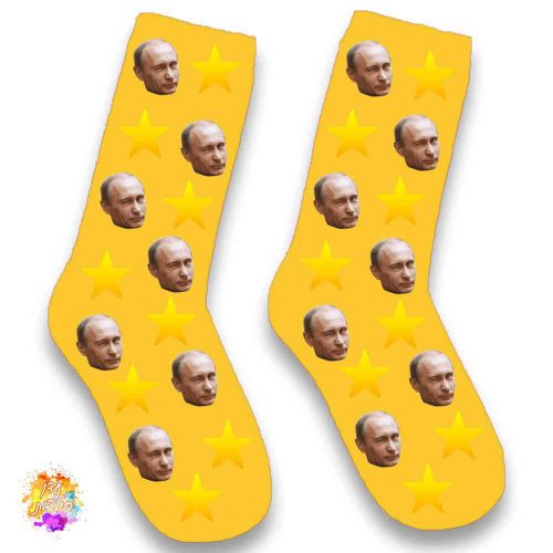 גרביים עם הדפסה דגם כוכבים צבע צהוב
