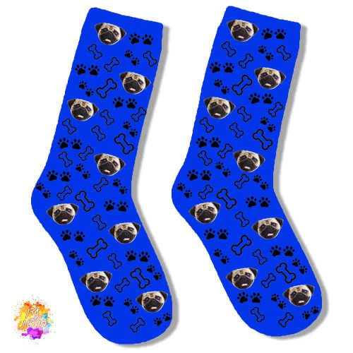 גרביים עם הדפסה דגם כלבלבון צבע כחול
