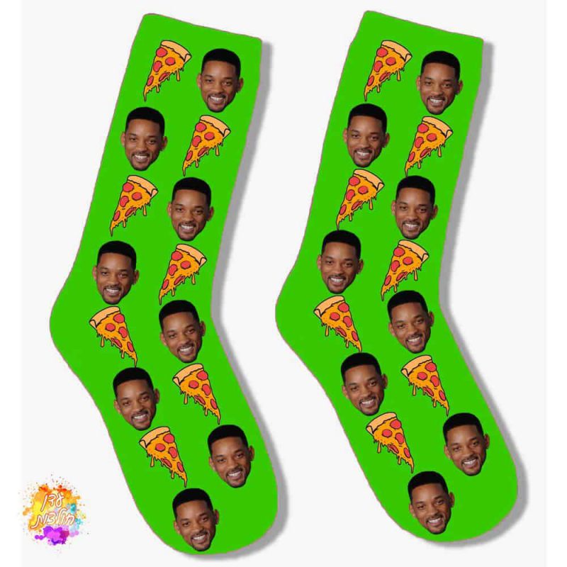 גרביים עם הדפסה דגם פיצה צבע ירוק