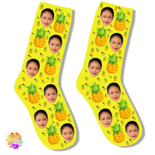 גרביים עם הדפסה דגם אננס צבע צהוב