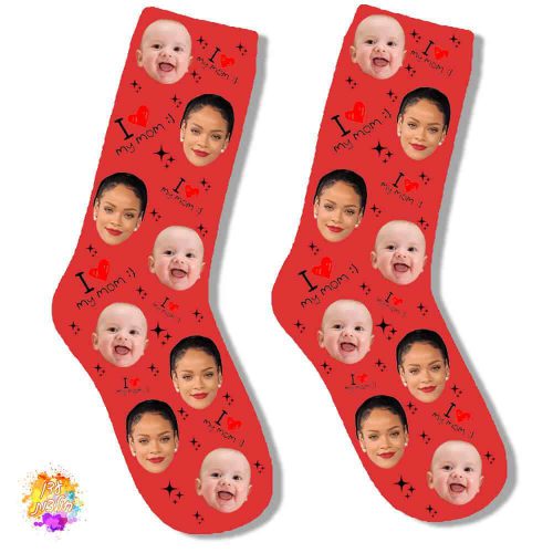 גרביים עם הדפסה דגם בייבי מאמי צבע אדום