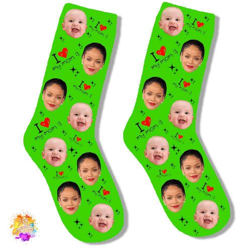 גרביים עם הדפסה דגם בייבי מאמי צבע ירוק
