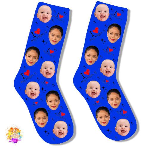 גרביים עם הדפסה דגם בייבי מאמי צבע כחול